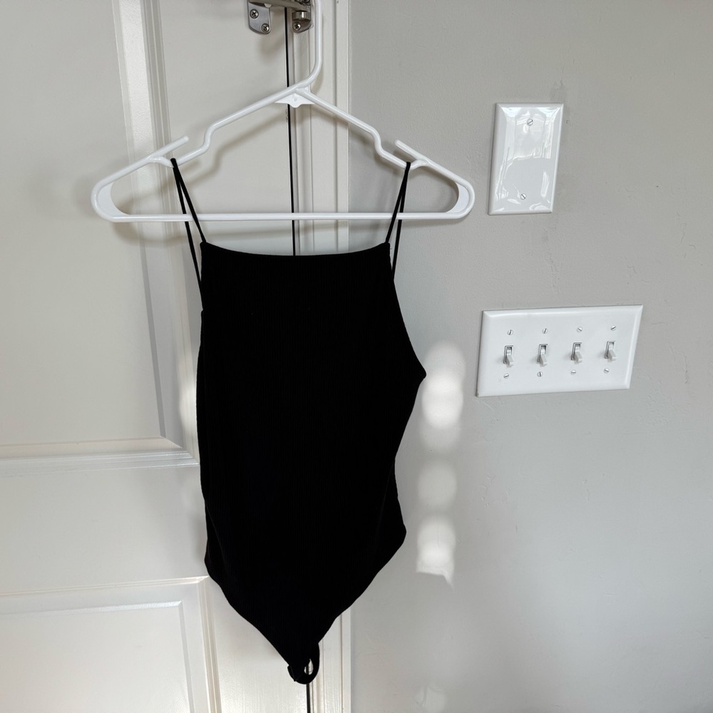 H&M Elegant Black Spaghetti Strap Bodysuit